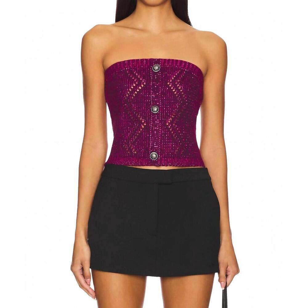NEW STEVE MADDEN nadira sweater strapless top in aubergine